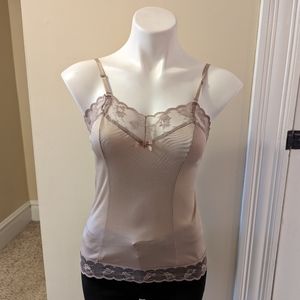 Vintage Taryn Alexander tan camisole with lace trim Union Made size xs